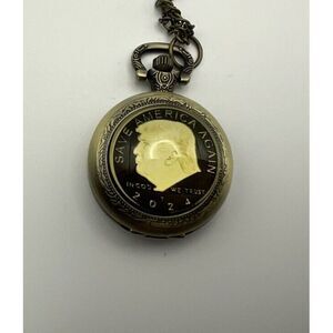 New Bronze‎ Color Pocket Watch Trump Save America Again 2024 Quartz